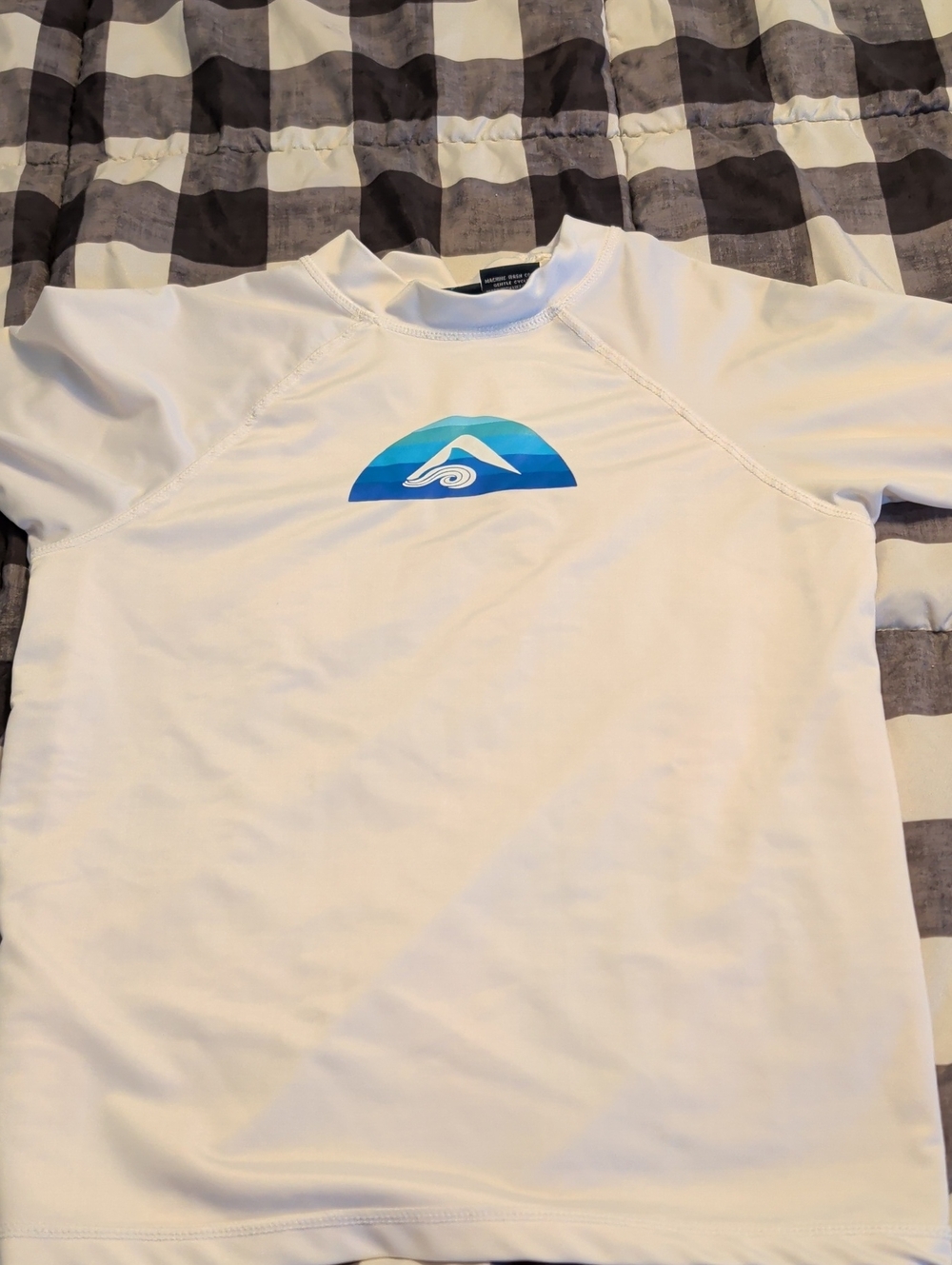 O'Neill White Rash Guard with Blue Wave Logo